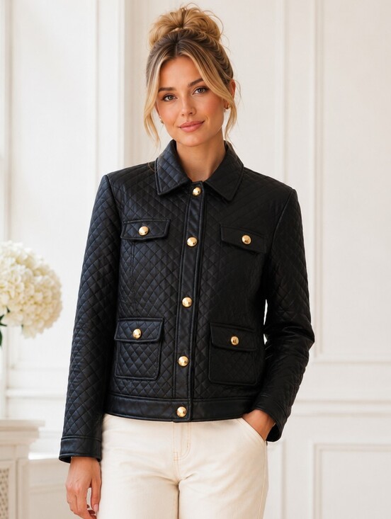 G by Giuliana Jackets & Blazers - G By Guliliana Black Quilted Faux Leather Jacket | Size Large | Versitile Jacket